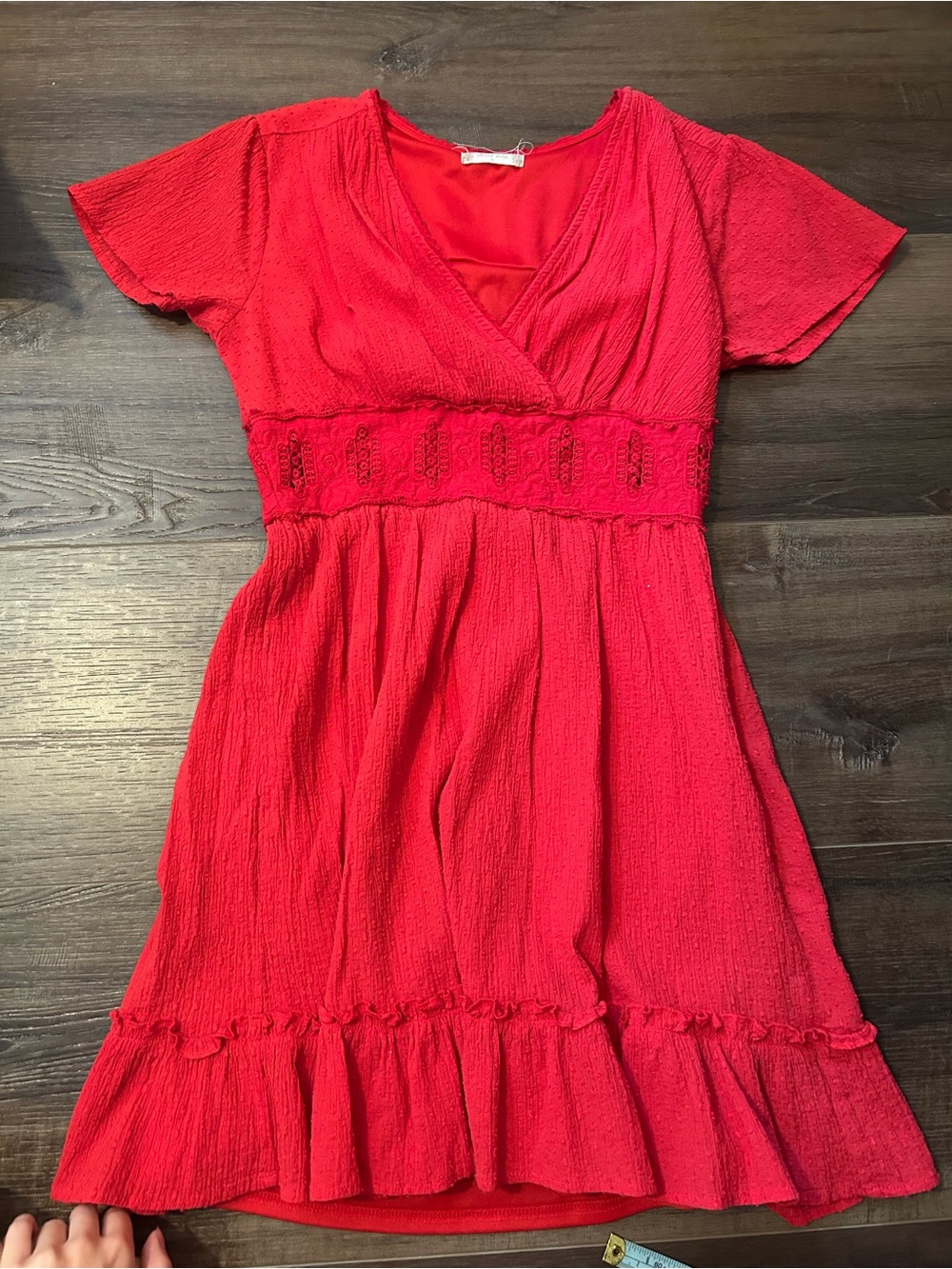 Altar'd State Red Short-Sleeve V-Neck Mini Dress